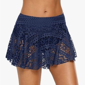NEW Navy Blue Lace Swim Skirt super cute 2XL